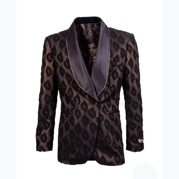 Empire™ Men's Black/Gold Spotted Jacket w/ Gold Trim Shawl Lapel